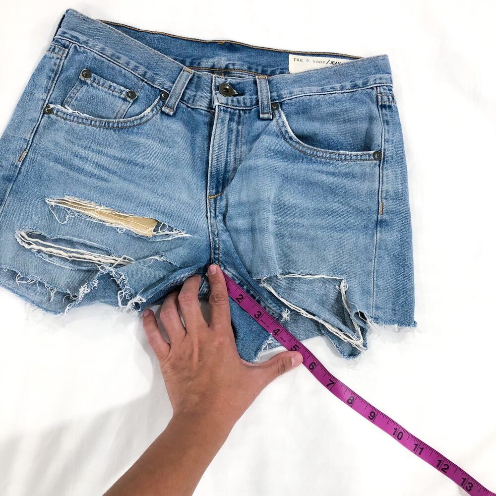 Rag & Bone Boyfriend Rye Denim Destroyed Shorts - Picture 8 of 9